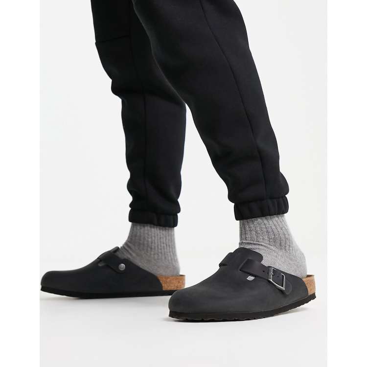 Birkenstock Boston Leather Black Clogs