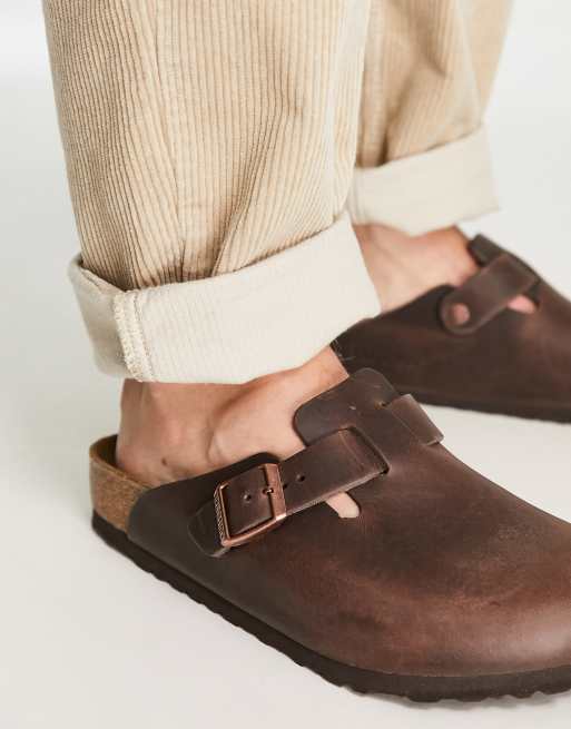 Birkenstock Boston clogs in oiled brown leather ASOS