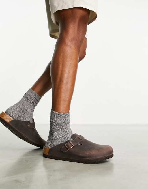 Birkenstock Boston clogs in oiled brown leather ASOS