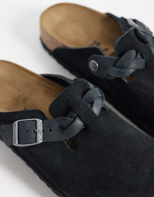 Birkenstock – Boston – Clogs in Schwarz mit Flechtdetail, schmale Passform, 3 von 4