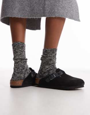 Birkenstock - Boston - Clogs in Schwarz mit Flechtdetail
