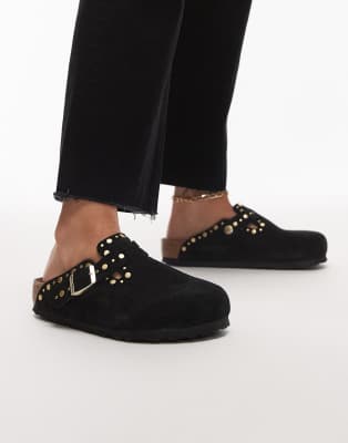Birkenstock - Boston - Clogs in Schwarz mit Nietenverzierung