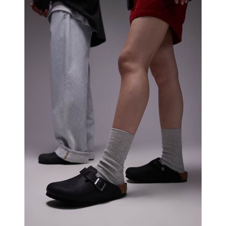 Birkenstock – Boston – Czarne chodaki unisex z olejowanej