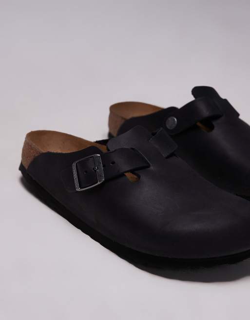 Birkenstock – Boston – Czarne chodaki unisex z olejowanej