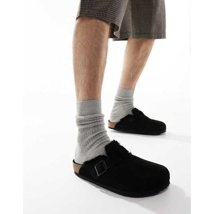 Birkenstock – Boston – Czarne chodaki z wyściółką ze