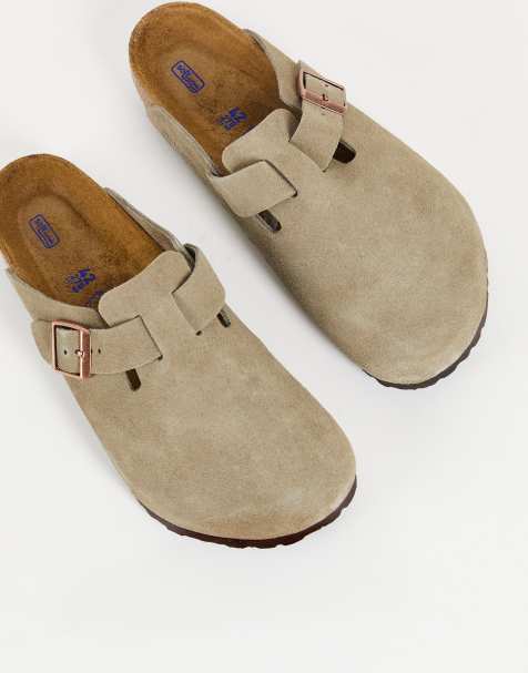 Birkenstock - Boston - Gråbrune træsko-sandaler i ruskind - view 1