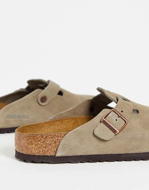 Birkenstock – Boston – Jasnobrązowe zamszowe chodaki, 3 z 4