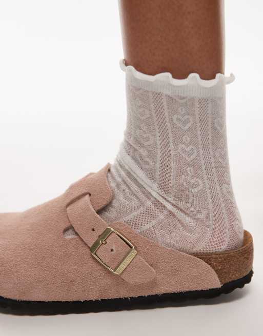 Birkenstock – Boston – Jasnoróżane zamszowe chodaki, 4 z 4