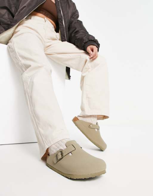 Birkenstock – Boston – Khakigröna, veganvänliga tofflor  