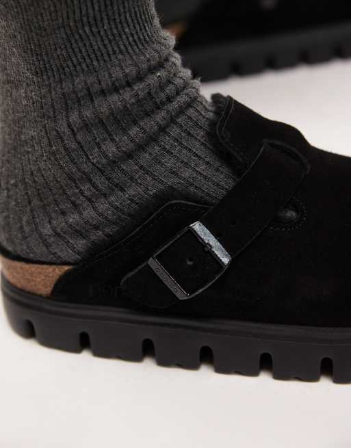Birkenstock – Boston – Klobige Clogs in Schwarz mit Lammfellfutter, 4 von 4