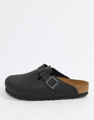Birkenstock Birkenstock Boston leather mule flat shoes-Black