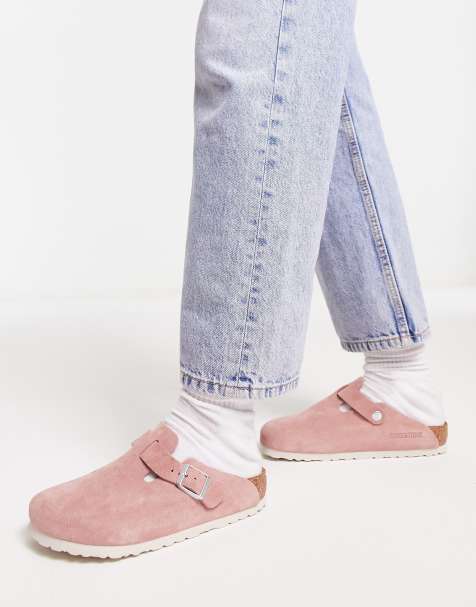Birkenstock – Boston – Lerrosa tofflor i mocka - view 1