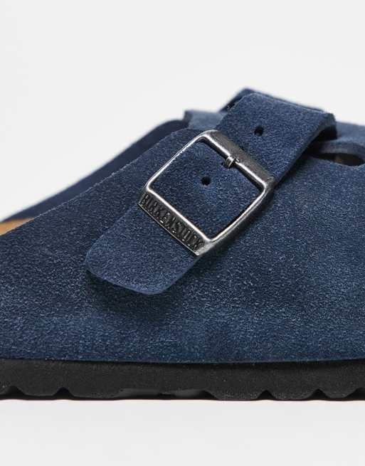 Birkenstock – Boston – Marinblå tofflor i mocka och unisex-modell, 2 av 3