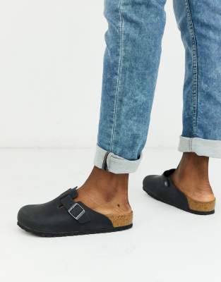 birkenstock boston black leather