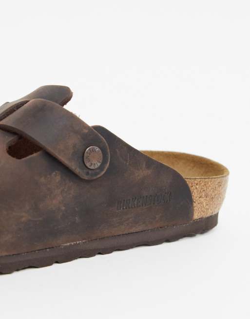 Birkenstock boston mules in habana oiled leather