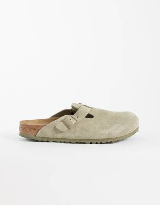  Boston narrow fit suede clogs in faded khaki