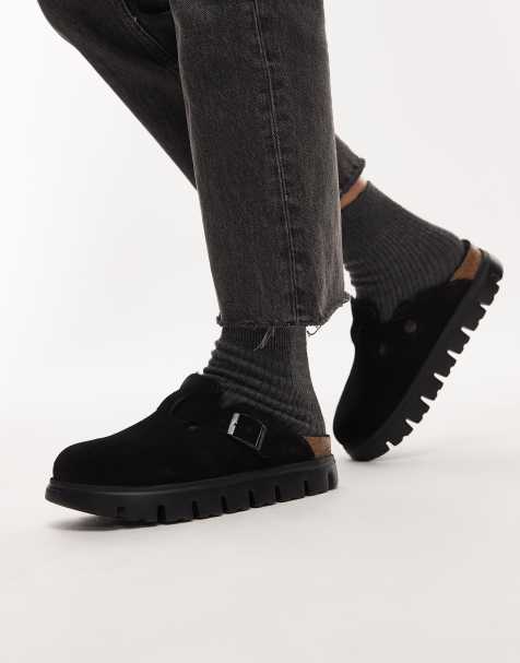 Birkenstock Boston Plateau-Clog mit Lammfellfutter in Schwarz - view 1