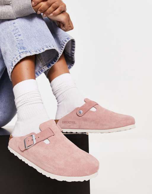 Birkenstock – Boston – Pudroworóżowe zamszowe chodaki, 3 z 4