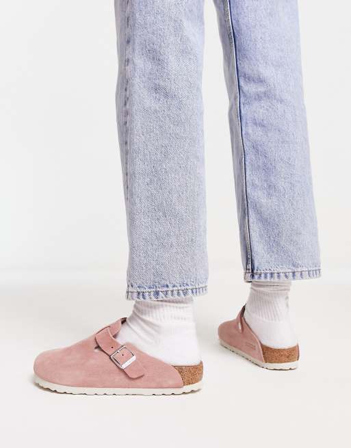 Birkenstock – Boston – Pudroworóżowe zamszowe chodaki, 4 z 4
