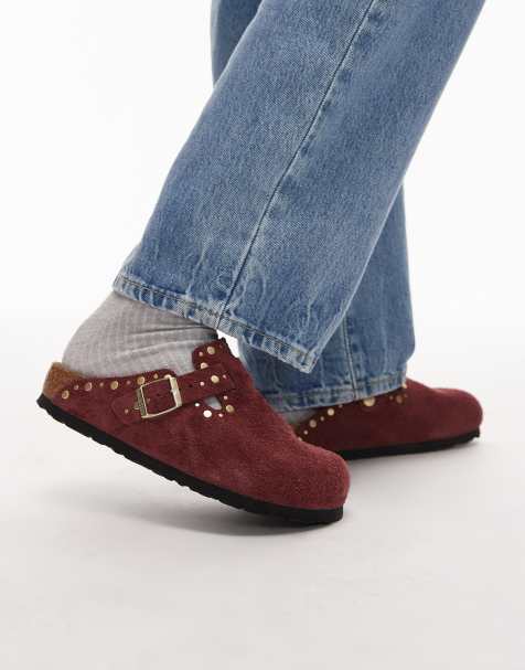 Birkenstock – Boston Rivet – Ciemnoczerwone chodaki z nitami - view 1