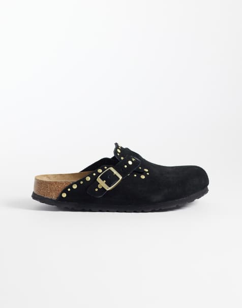 Birkenstock – Boston – Rivet – Clogs in Schwarz mit schmaler Passform - view 1