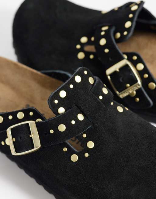 Birkenstock Boston Rivet suede clogs in black, 3 of 4