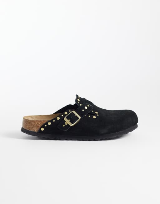 Birkenstock Boston sabot in suede con rivetti neri, 2 di 4