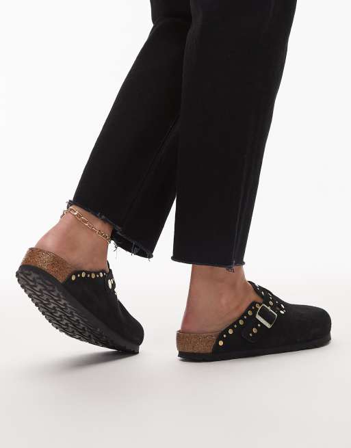 Birkenstock - Boston - Sabots cloutés en daim - Noir, 3 de 4