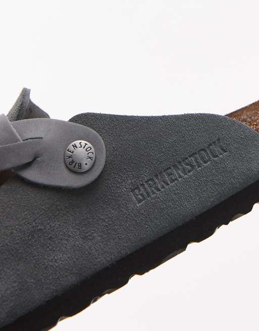 Birkenstock - Boston - Sabots en daim à détail tressé - Gris basalte, 2 de 4