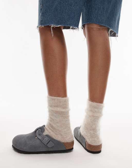 Birkenstock - Boston - Sabots en daim à détail tressé - Gris basalte, 4 de 4