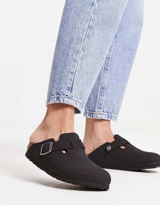 Birkenstock Boston Sabots en imitation cuir Noir ASOS