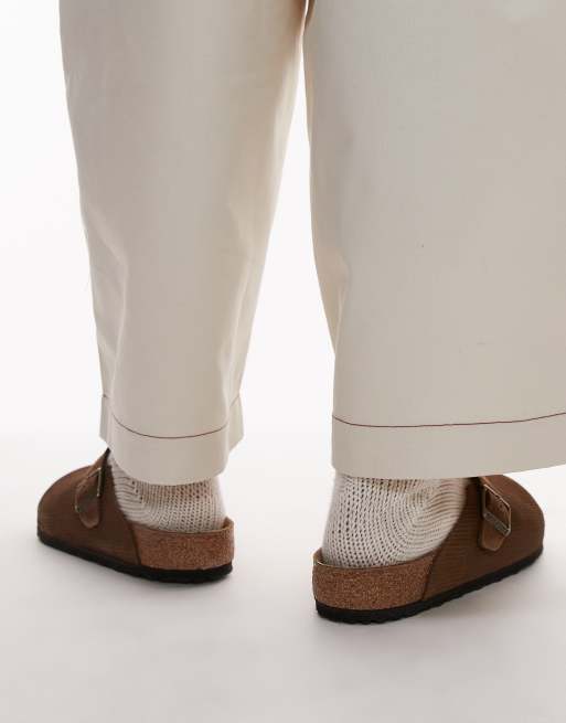 Birkenstock - Boston - Sabots unisexes embossés en daim - Marron, 4 de 4