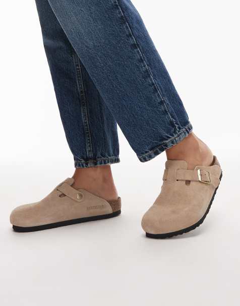 Birkenstock – Boston – Sandfärgade tofflor i mocka - view 1