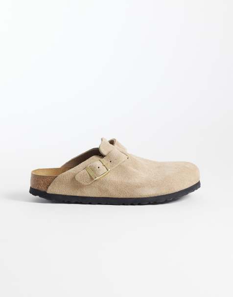 Birkenstock - Boston - Sandfarvede clogs i ruskind med smal pasform - view 1