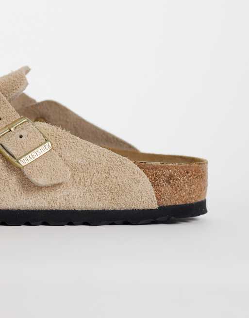 Birkenstock - Boston - Sandfarvede clogs i ruskind , 3 af 4