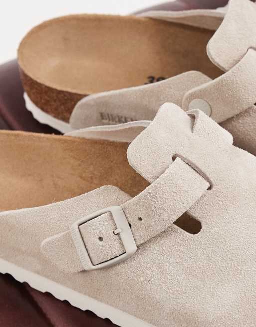 Birkenstock Boston schmale Passform Clogs aus Wildleder in Oyster, 4 von 5