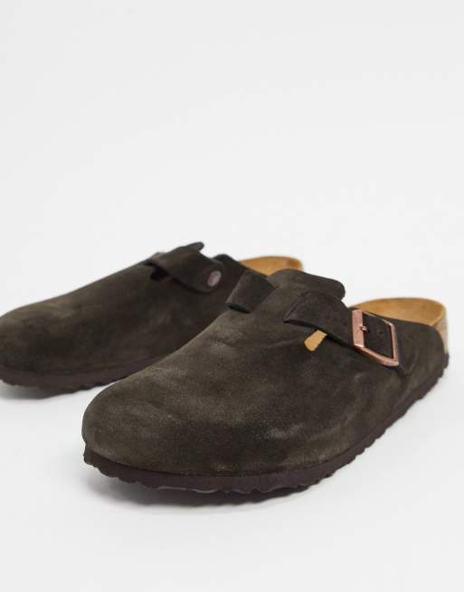 Birkenstock boston slip on clogs mocha suede