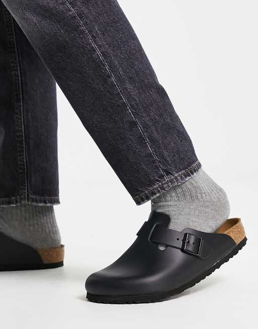 Birkenstock - Boston - Sorte clogs i glat læder