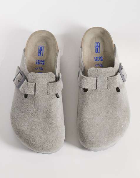 Birkenstock – Boston – Stenfärgade tofflor i mocka och unisex-modell med myntmärke - view 1