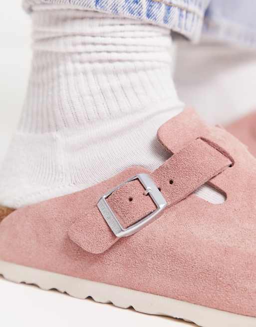 Birkenstock Boston suede clogs in clay pink