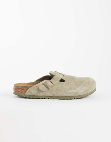 Birkenstock Boston suede clogs in faded khaki - view 1