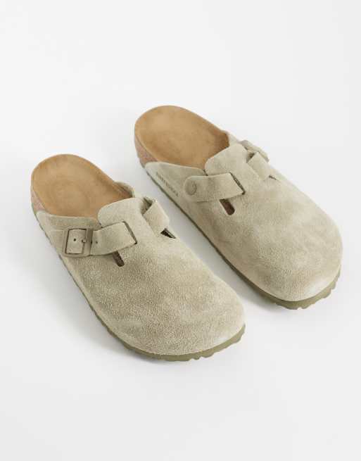 Birkenstock Boston suede clogs in faded khaki, 2 of 4