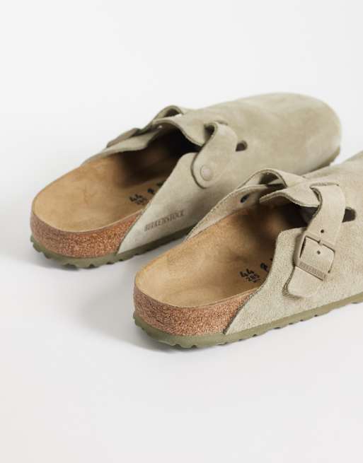 Birkenstock Boston suede clogs in faded khaki, 3 of 4