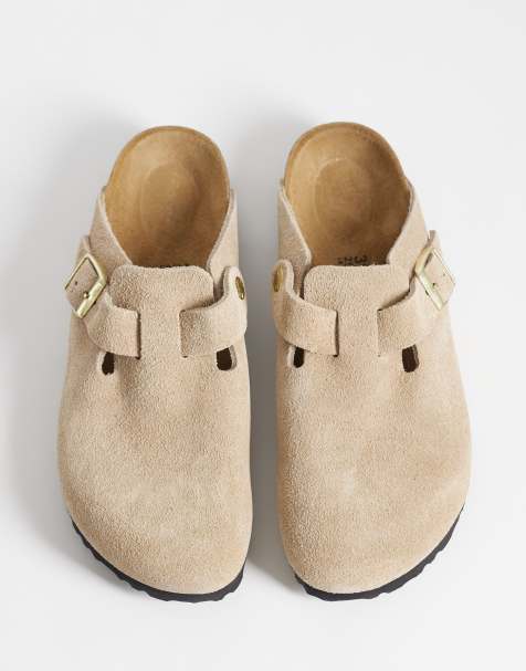 Birkenstock Boston suede clogs in sandcastle - view 1
