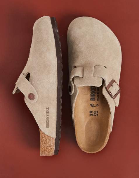 Birkenstock Boston suede clogs in taupe - view 1