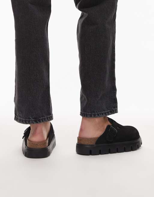 Birkenstock – Boston – Svarta, grova tofflor i mocka, 4 av 4