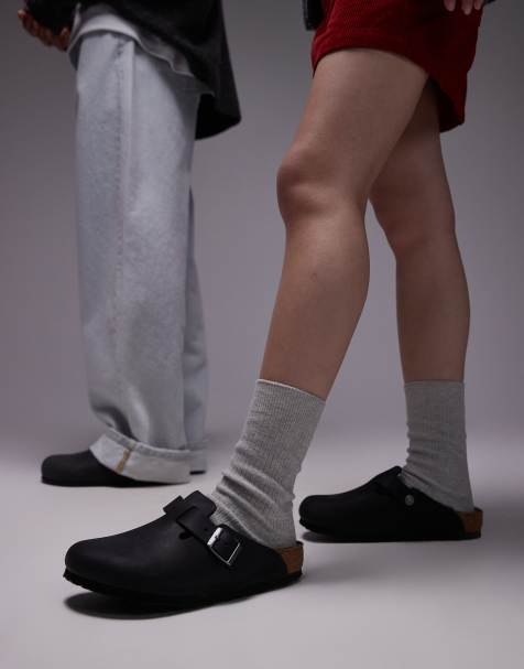 Birkenstock – Boston – Svarta sandaler i oljat läder, unisex-modell - view 1