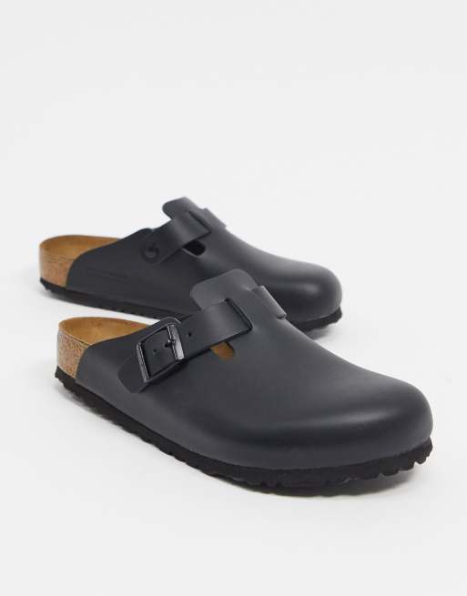 Birkenstock – Boston – Svarta slip on-tofflor i läder