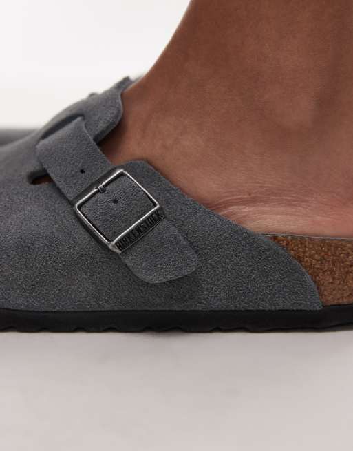 Birkenstock – Boston – Szare zamszowe chodaki, 3 z 4