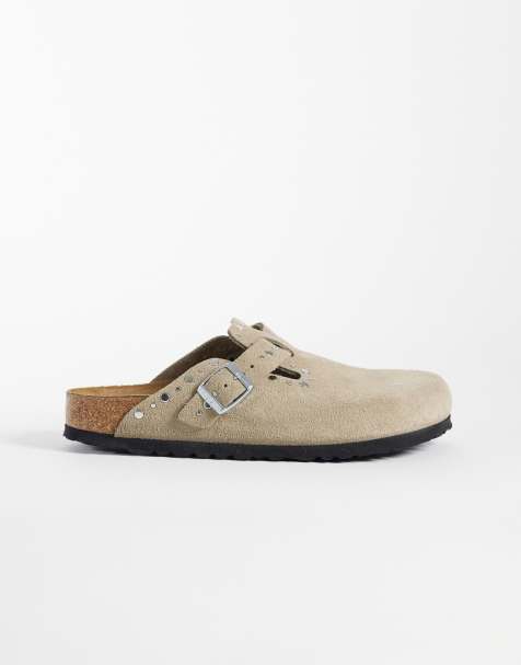 Birkenstock – Boston – Szarobrązowe wąskie chodaki z ćwiekami - view 1